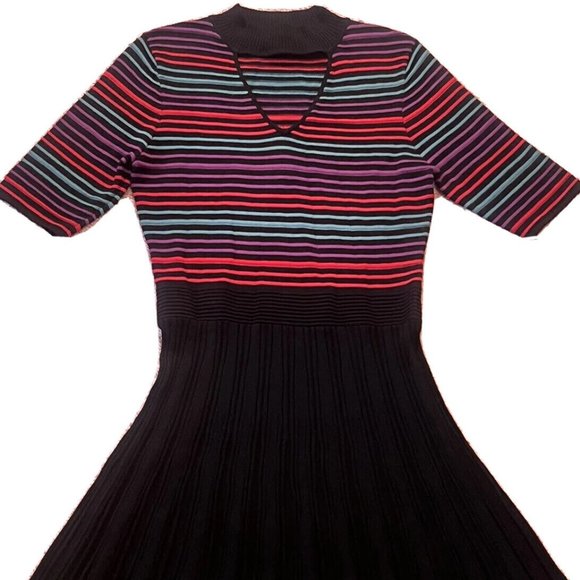 Candie's Womens Juniors Striped Choker Gigi Skater Sweater Dress Black Size XL - Picture 1 of 11
